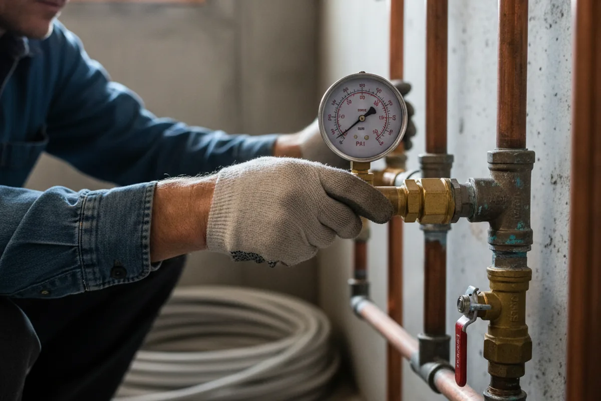 Pressure testing a repaired line during Water Line Repair in Torrey